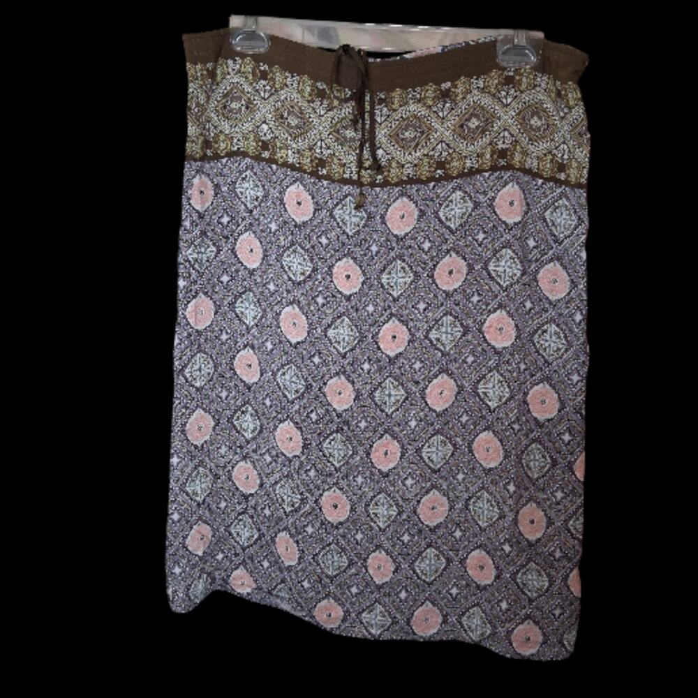 MNG Mango Pink Purple Floral Viscose Skirt Size L/XL Y2K Cottagecore